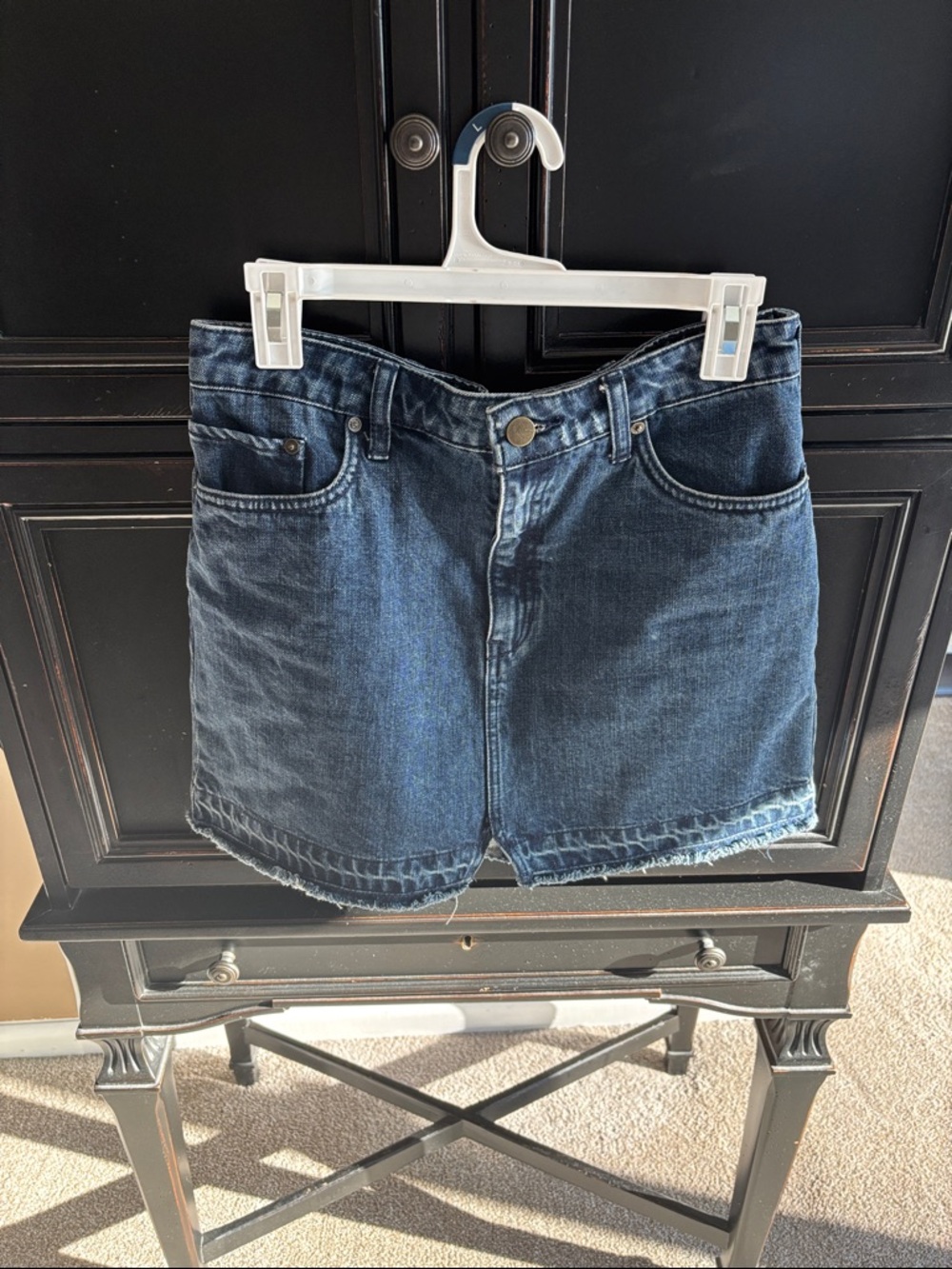 Free People Indigo Denim Skirt with Brass Accent